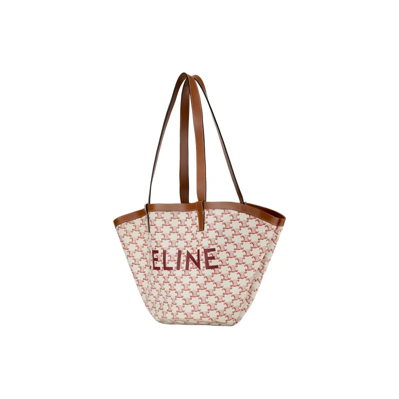 CELINE Couffin Cow Leather Basket Bag Tote Bag Shopping Bag Handbag Shoulder Bag Crossbody Bag Medium Size Women's Red-4