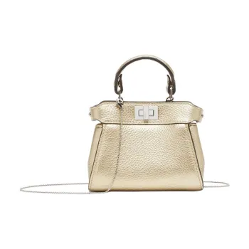 FENDI Calfskin Shoulder Bag, Crossbody Bag, Handbag Extra Mini Women's Champagne