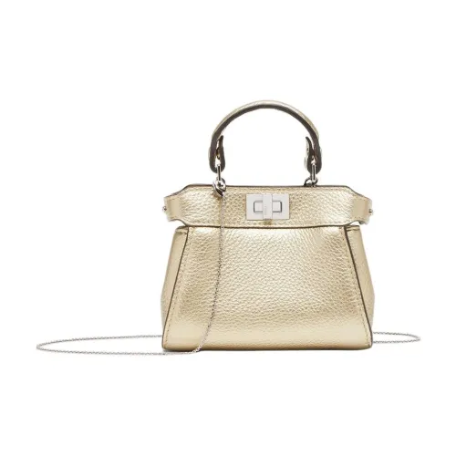 FENDI Calfskin Shoulder Bag, Crossbody Bag, Handbag Extra Mini Women's Champagne