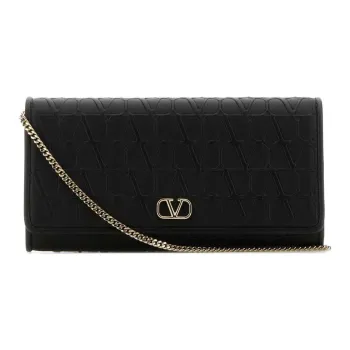 Valentino Logo Plaque Foldover Top Wallet
