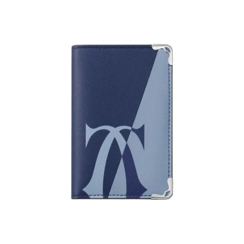 CARTIER Must De Cartier Calfskin Card Holder Unisex Blue