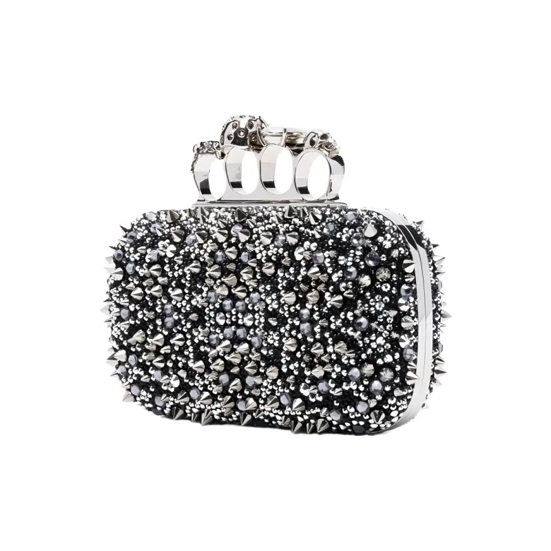 Alexander McQueen Leather One Shoulder Crossbody Clutch Regular Women's Black-1
