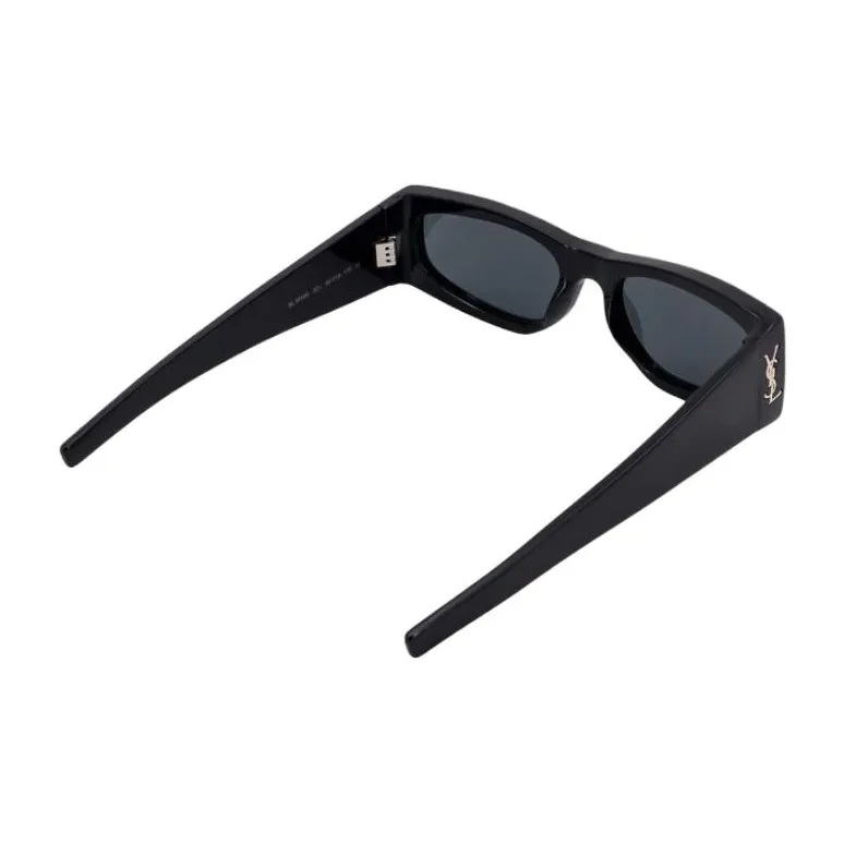 SAINT LAURENT Acetate Irregular Shape Sunglasses Men's Black-4
