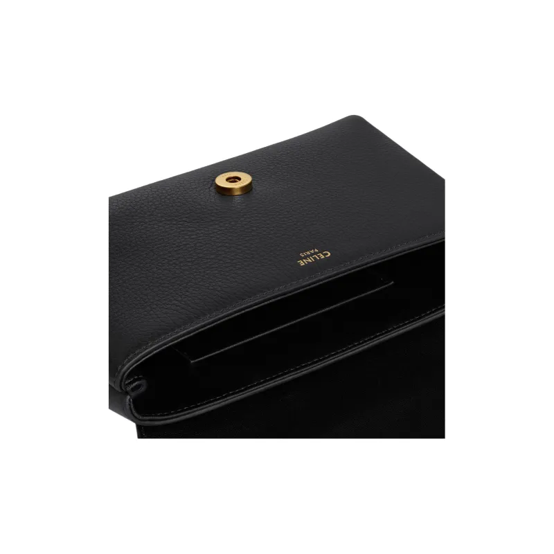 CELINE Calfskin Crossbody Bag, Shoulder Bag Mini Women's Black-4
