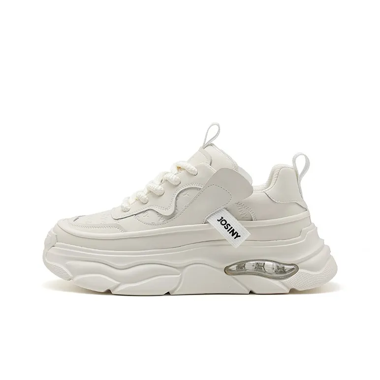 JOSINY Cushioning Height Increase Low Top Chunky Sneakers Men's White-0