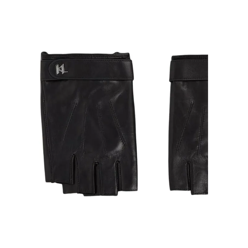 KARL LAGERFELD / Karl Lagerfeld Jeans K/Plak Leather Fingerless Gloves-2