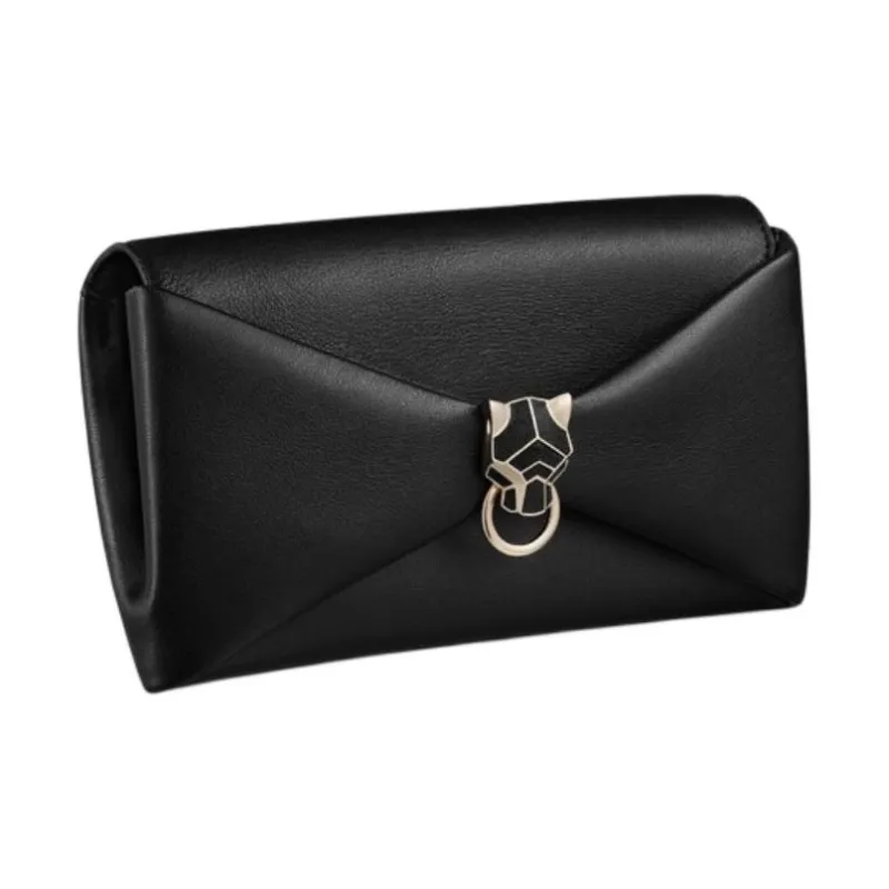 CARTIER Panthère De Cartier Calfskin Clutch Women's Black-1