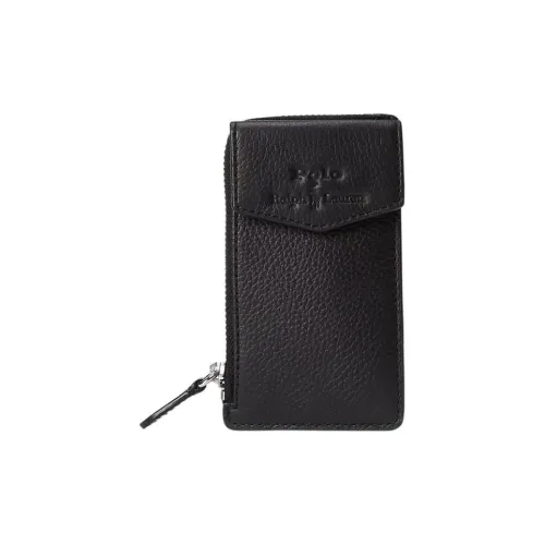 Polo Ralph Lauren Litchi Grain Leather Card Holder Men's Black