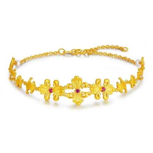 ZXIN JEWELRY Iris Gilded Traditional Style Craft Iris Inlaid Jewelry Solid Gold Priced In Gram Gold Bracelet Women's