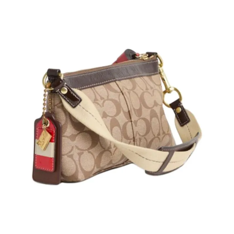 COACH Demi Canvas Handbag, Crossbody Bag, Shoulder Bag Women's Khaki & Dark Brown-1