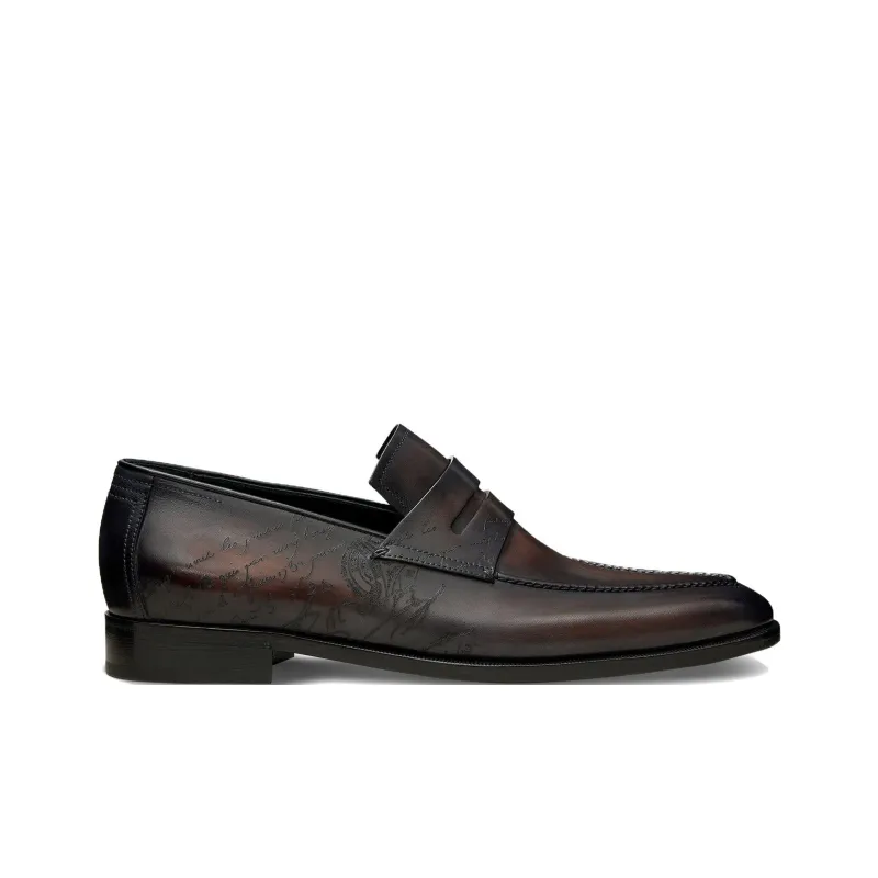 BERLUTI Andy Demesure Neo Scritto Loafers Men's Charcoal Brown-1