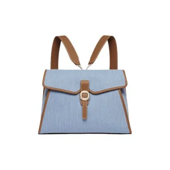 ZESH Denim Large Size Shoulder Bag Backpack Women's Denim Blue
