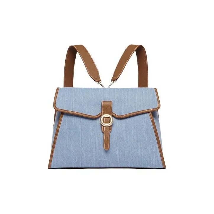 ZESH Denim Large Size Shoulder Bag Backpack Women's Denim Blue-0