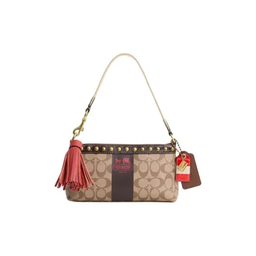 COACH Demi Canvas Handbag, Crossbody Bag, Shoulder Bag Women's Khaki & Dark Brown