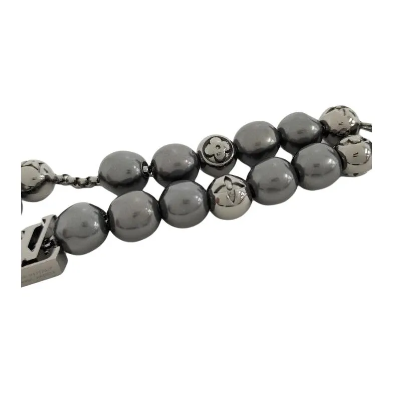 LOUIS VUITTON Pearl Metal Bracelets Women's Silver-2