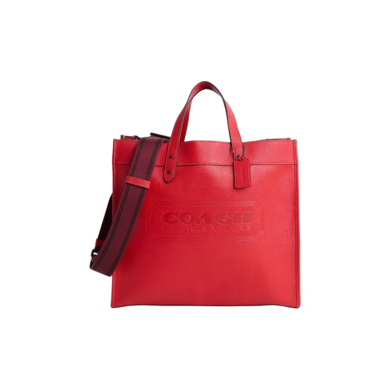 COACH Field Leather Tote Bag Shopping Bag Shoulder Bag Crossbody Bag Handbag Women's Sports Red-0