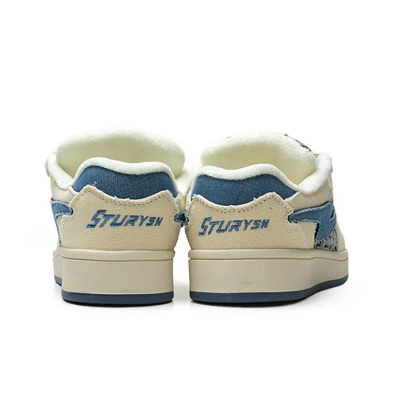 STUR YSN Wear resistant And Lightweight Low Top Skateboard Shoes Unisex Denim Blue-4