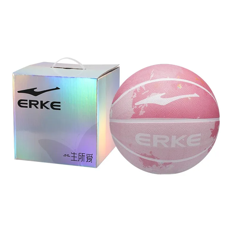 Erke Rubber Basketball Cloud Pink Size 5 Size 7 Training Match Unisex-4