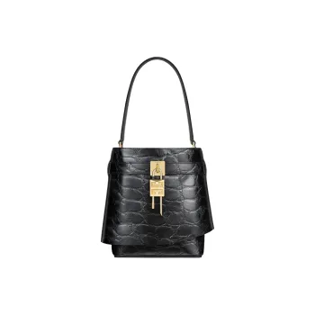 Givenchy Shark Lock Calfskin Bucket Bag, Shoulder Bag, Crossbody Bag, Handbag Regular Women's Black