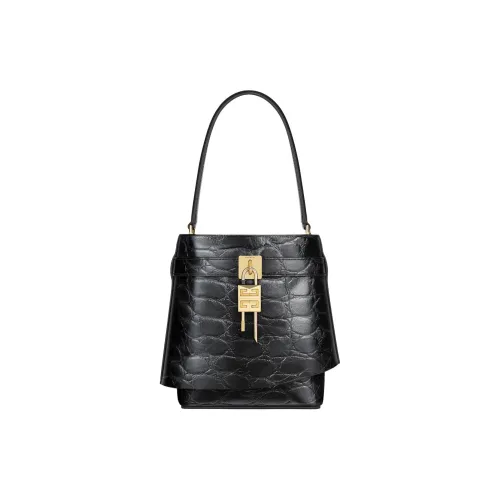 Givenchy Shark Lock Calfskin Bucket Bag, Shoulder Bag, Crossbody Bag, Handbag Regular Women's Black