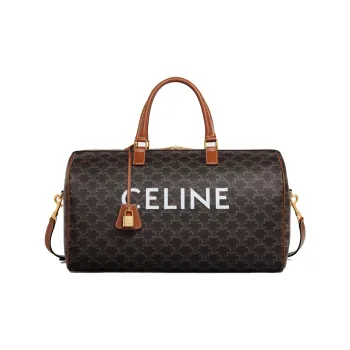 CELINE Fabric Cow Leather Patchwork Shoulder Bag Crossbody Bag Handbag Travel Bag Medium Size Women's Tawny