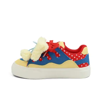 B10CROWN Anti Slip And Wear Resistant Breathable Low Top Skateboard Shoes Women's Red Yellow Blue