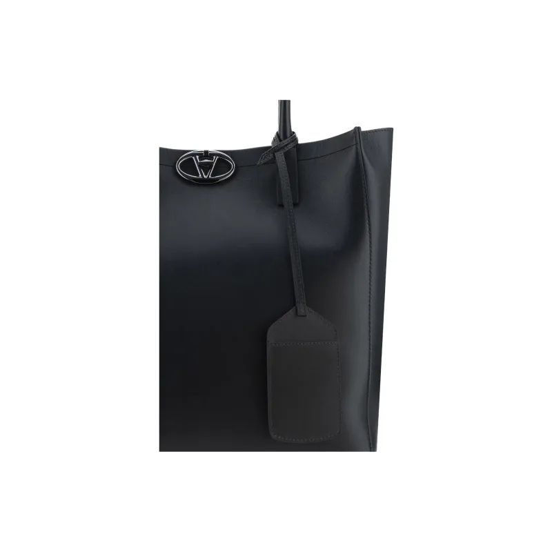 Valentino GARAVANI Calfskin Tote Bag Shopping Bag Handbag Men's Black-3
