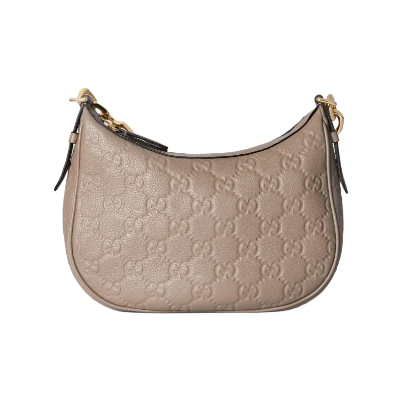 GUCCI Grain Leather Shoulder Bag, Crossbody Bag Trumpets Women's Taupe-3