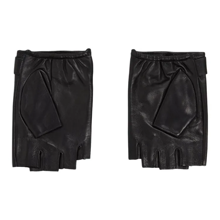 KARL LAGERFELD / Karl Lagerfeld Jeans K/Plak Leather Fingerless Gloves-1