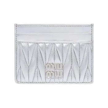 MIU MIU Matelassé Leather Card Holder Women's Silver