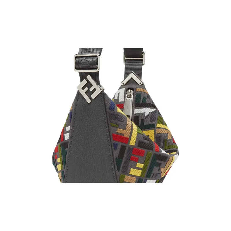 FENDI Cotton Shoulder Bag Crossbody Bag Small Size Men's Multicolor-4