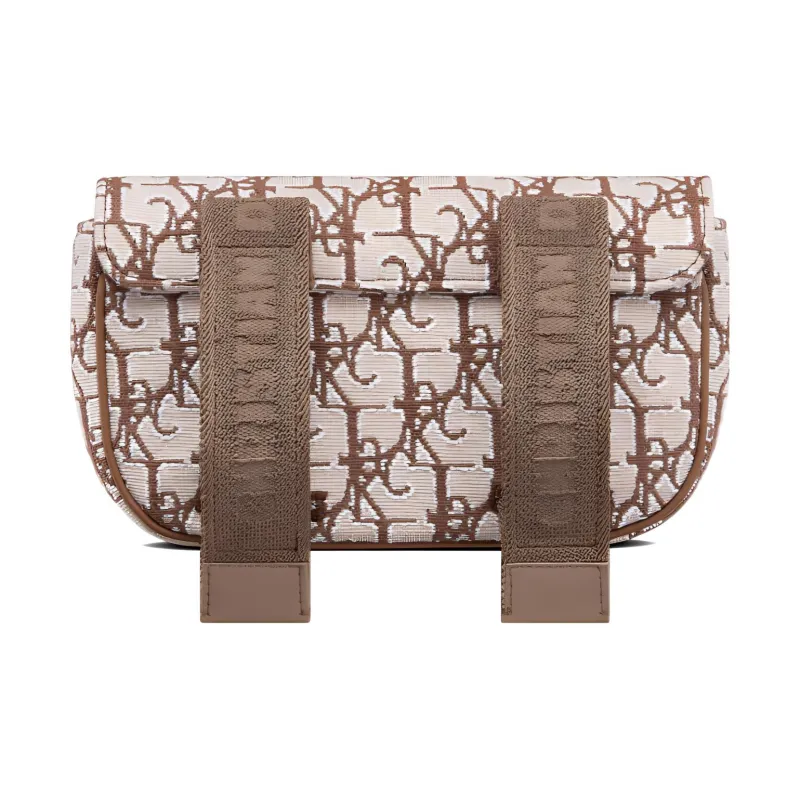 DIOR CACTUS JACK Collaboration Jacquard Fabric Saddle Arm Wrist Bag Men's Coffee-3
