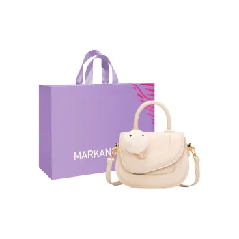 MARKANGARO PU Leather Small Square Bag Crossbody Handbag Regular Women's White/Pink