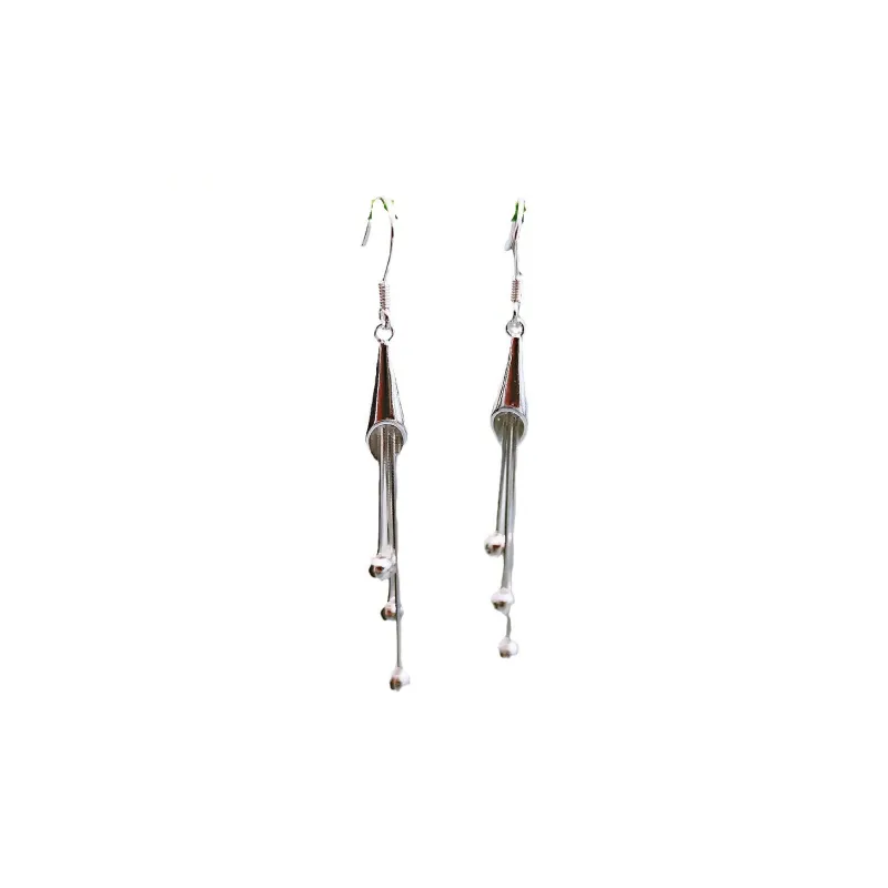 Stone Edge Poly Sterling Silver Earring 999 Fine Silver Unisex-0