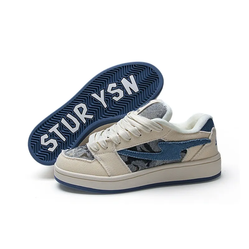 STUR YSN Wear resistant And Lightweight Low Top Skateboard Shoes Unisex Denim Blue-6