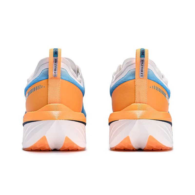 LEBUZHE Low Top Running Shoes Men's Flowing Gold White Blue-3