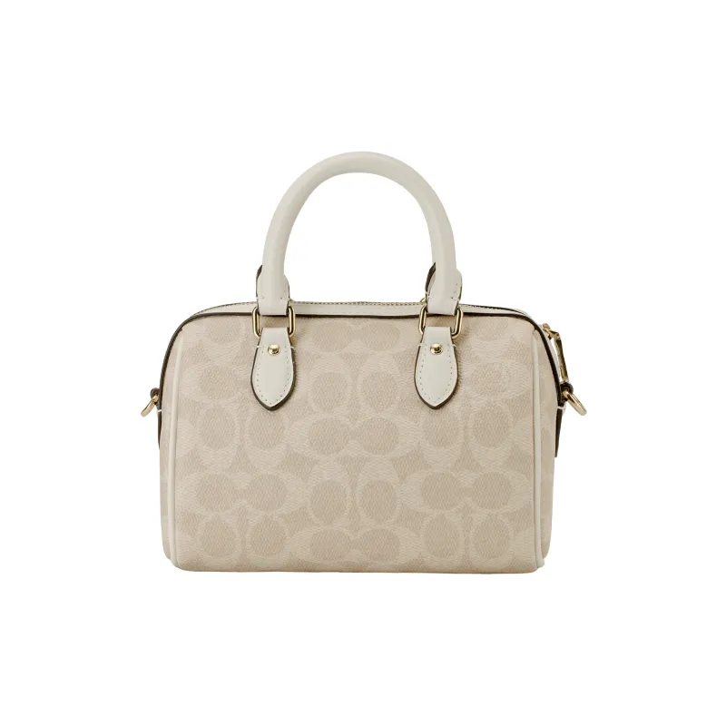 COACH Rowan PVC Bonded Leather Shoulder Bag Crossbody Bag Handbag Small Size Women's Vanilla White-4