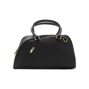 Burberry Calfskin Bowling Bag Shoulder Bag Handbag Small Size Women's Black