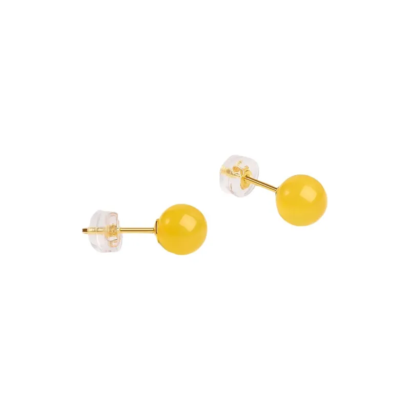 Oriental Jade Amber Stud Earrings Women's-0