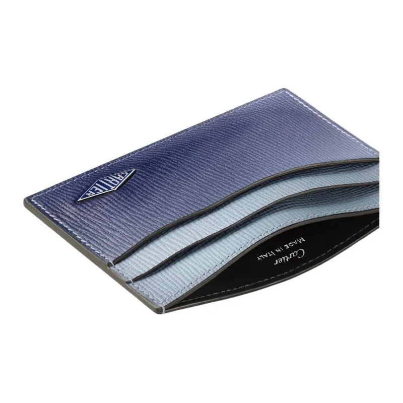 CARTIER Calfskin Card Holder Men's Dark Blue Cloud Gray-2