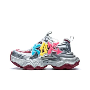 KUX Chunky Sneakers Women's Low Top Rainbow Silver