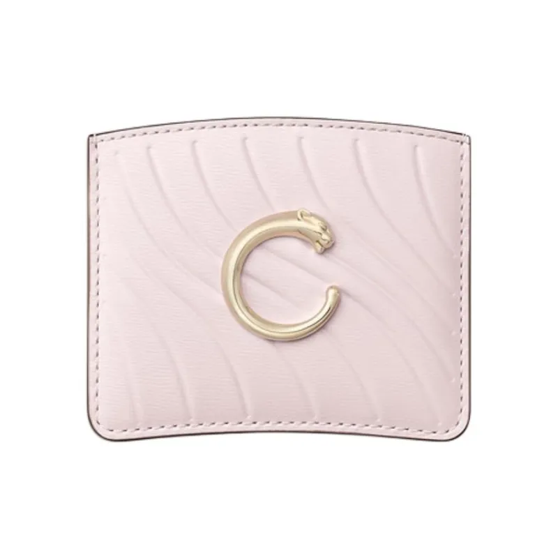 CARTIER Calfskin Card Holder Women's Pink-0