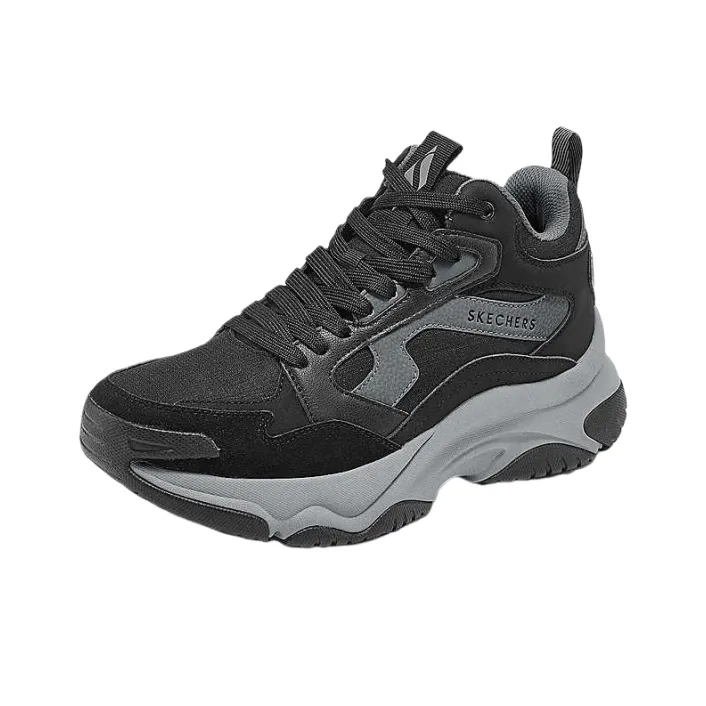 Skechers Cushioning Anti Slip And Wear Resistant High Top Chunky Sneakers Men's Black-2