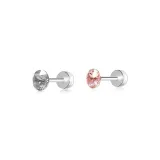Huazi Stud Earrings 4mm-Starry Black+Light Rose Red