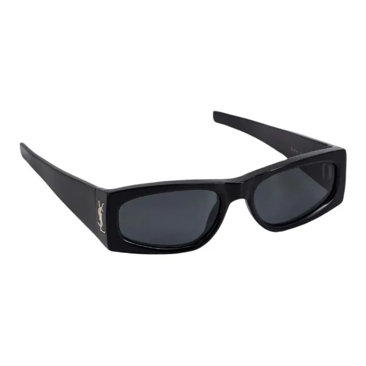 SAINT LAURENT Acetate Irregular Shape Sunglasses Men's Black-3