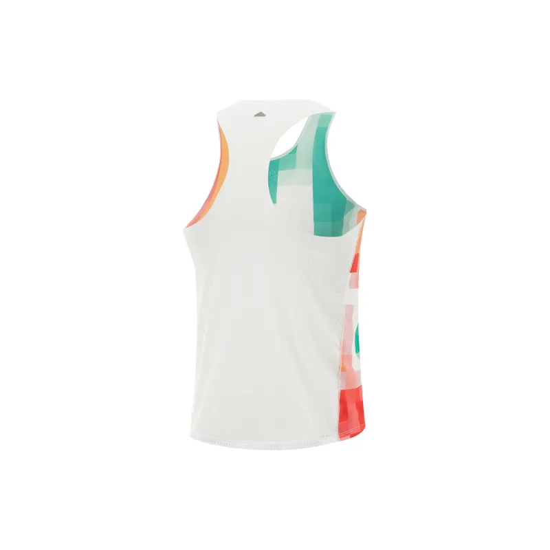 LINING Running Collection Tank Tops Men Standard White/Glory Red/Pearl Green/Neon Fruit Red/Chamomile Yellow With Full Bottom Print-1