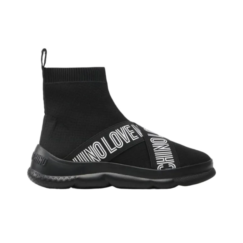 LOVE MOSCHINO Breathable And Lightweight High Top Sports Casual Shoes Women's Black-1