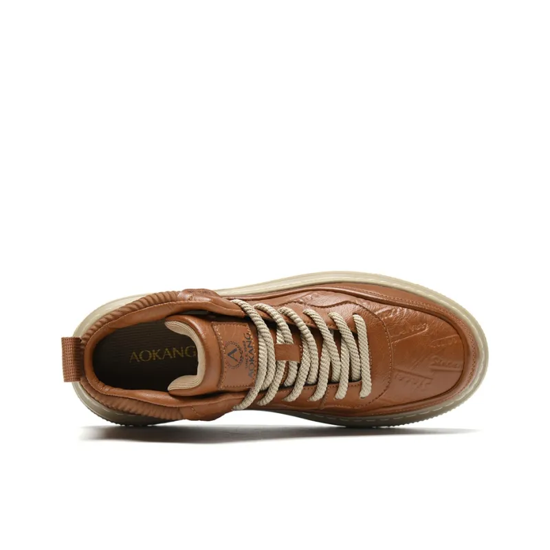 AOKANG Elegant Style Series Skateboard Shoes Men Low Top Black, Red Brown-9