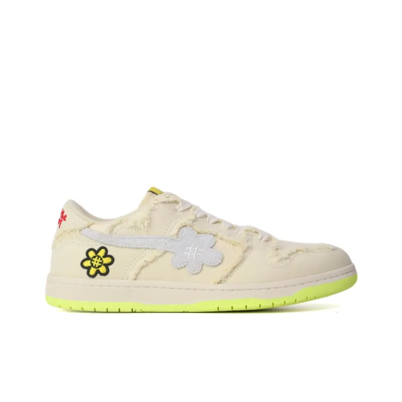 WATER THE PLANT Low Top Skateboard Shoes Women's Beige Yellow-1