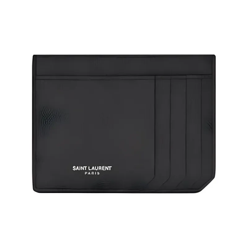 SAINT LAURENT Cow Leather ID Holder, Card Holder, Wallet Men's Black-0